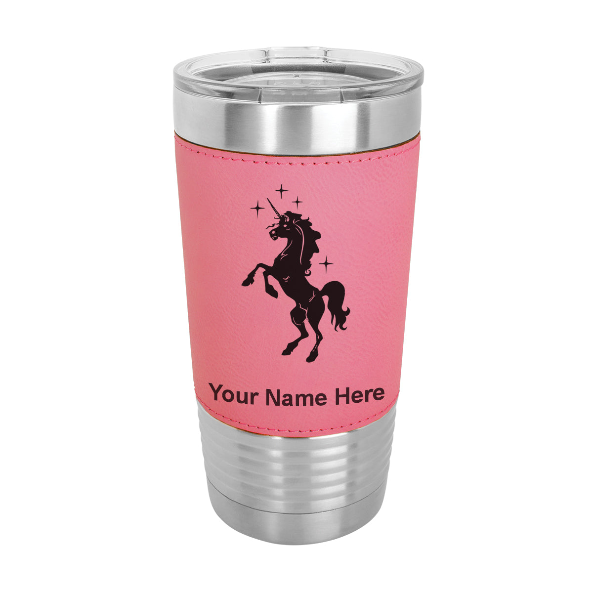 20oz Faux Leather Tumbler Mug, Unicorn, Personalized Engraving Included