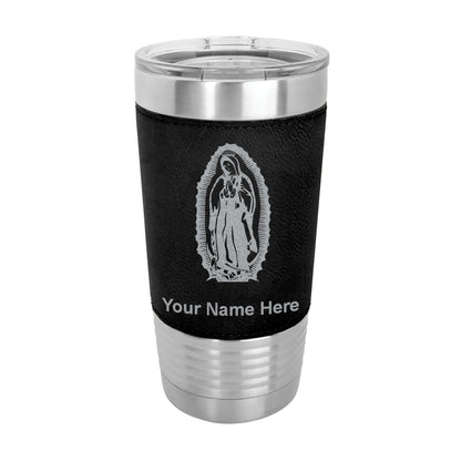 20oz Faux Leather Tumbler Mug, Virgen de Guadalupe, Personalized Engraving Included