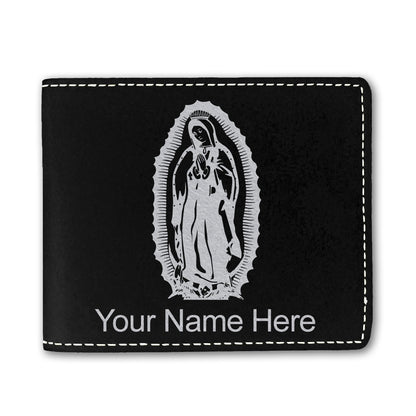 Faux Leather Bi-Fold Wallet, Virgen de Guadalupe, Personalized Engraving Included