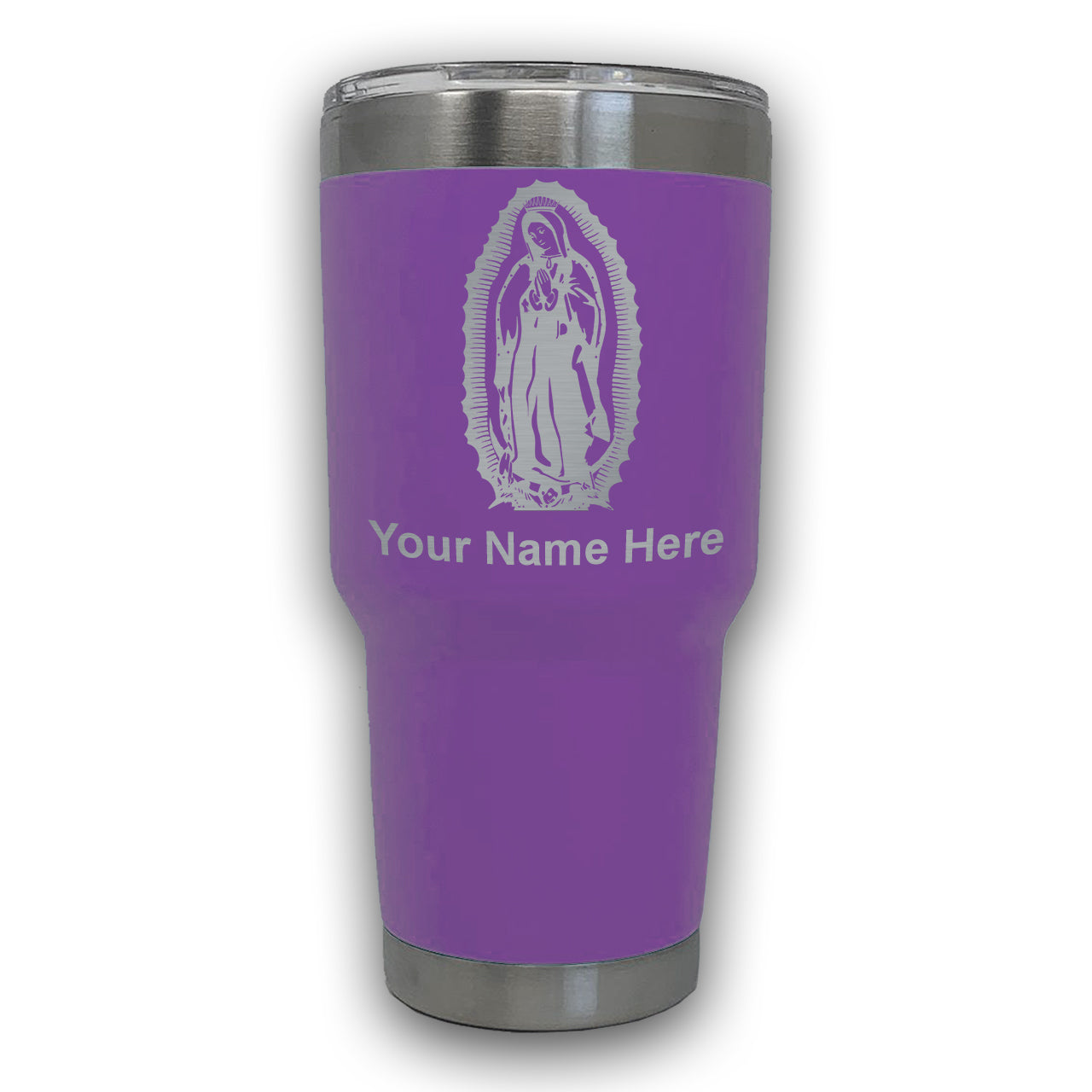 LaserGram 30oz Tumbler Mug, Virgen de Guadalupe, Personalized Engraving Included
