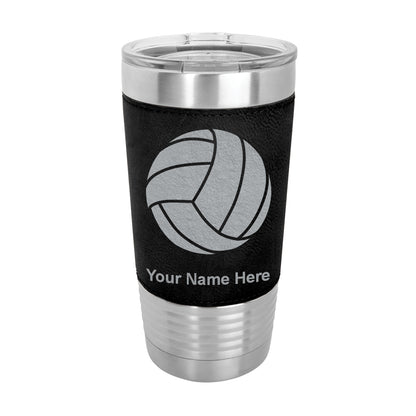 20oz Faux Leather Tumbler Mug, Volleyball Ball, Personalized Engraving Included