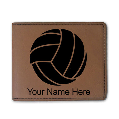 Faux Leather Bi-Fold Wallet, Volleyball Ball, Personalized Engraving Included