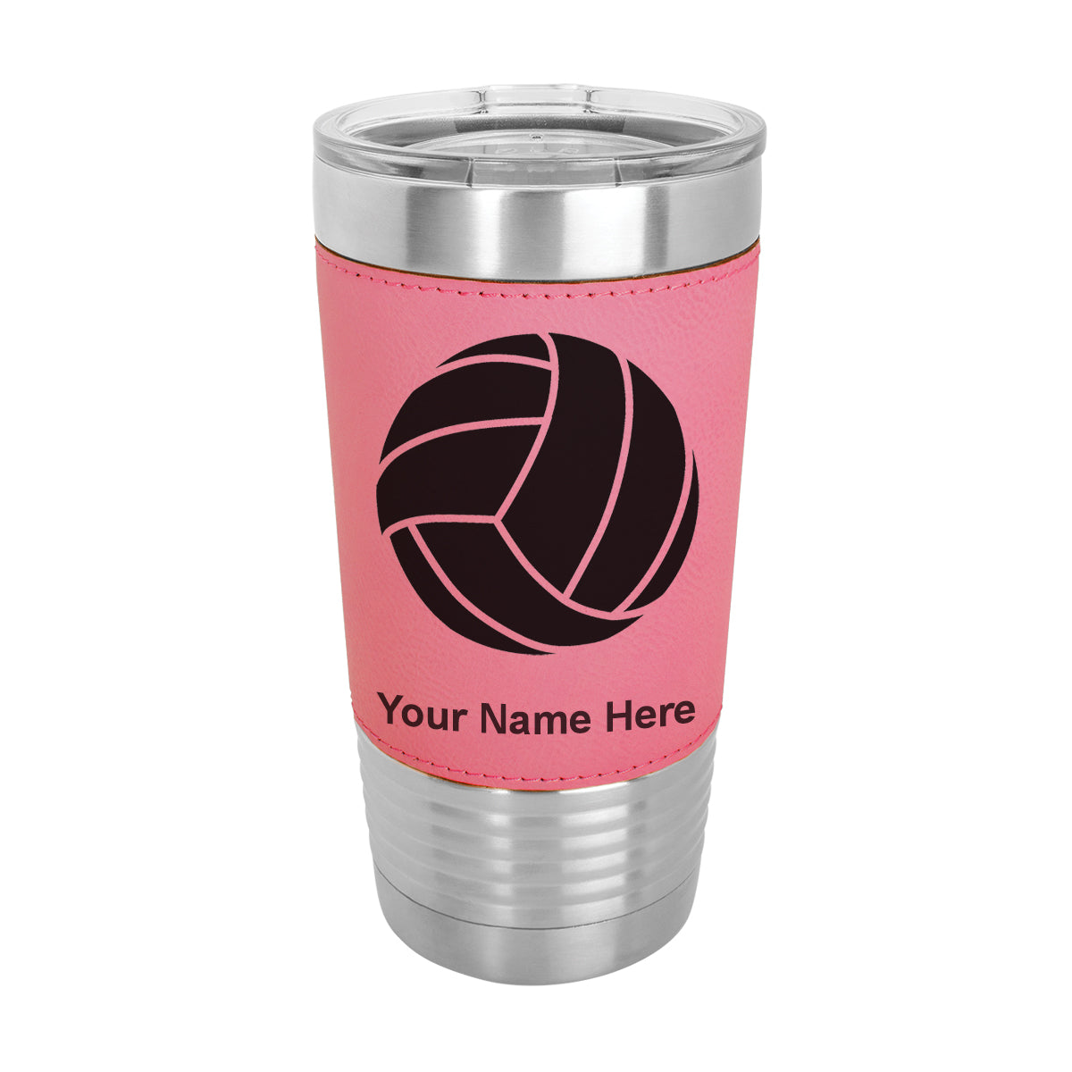 20oz Faux Leather Tumbler Mug, Volleyball Ball, Personalized Engraving Included
