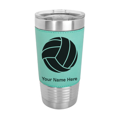 20oz Faux Leather Tumbler Mug, Volleyball Ball, Personalized Engraving Included