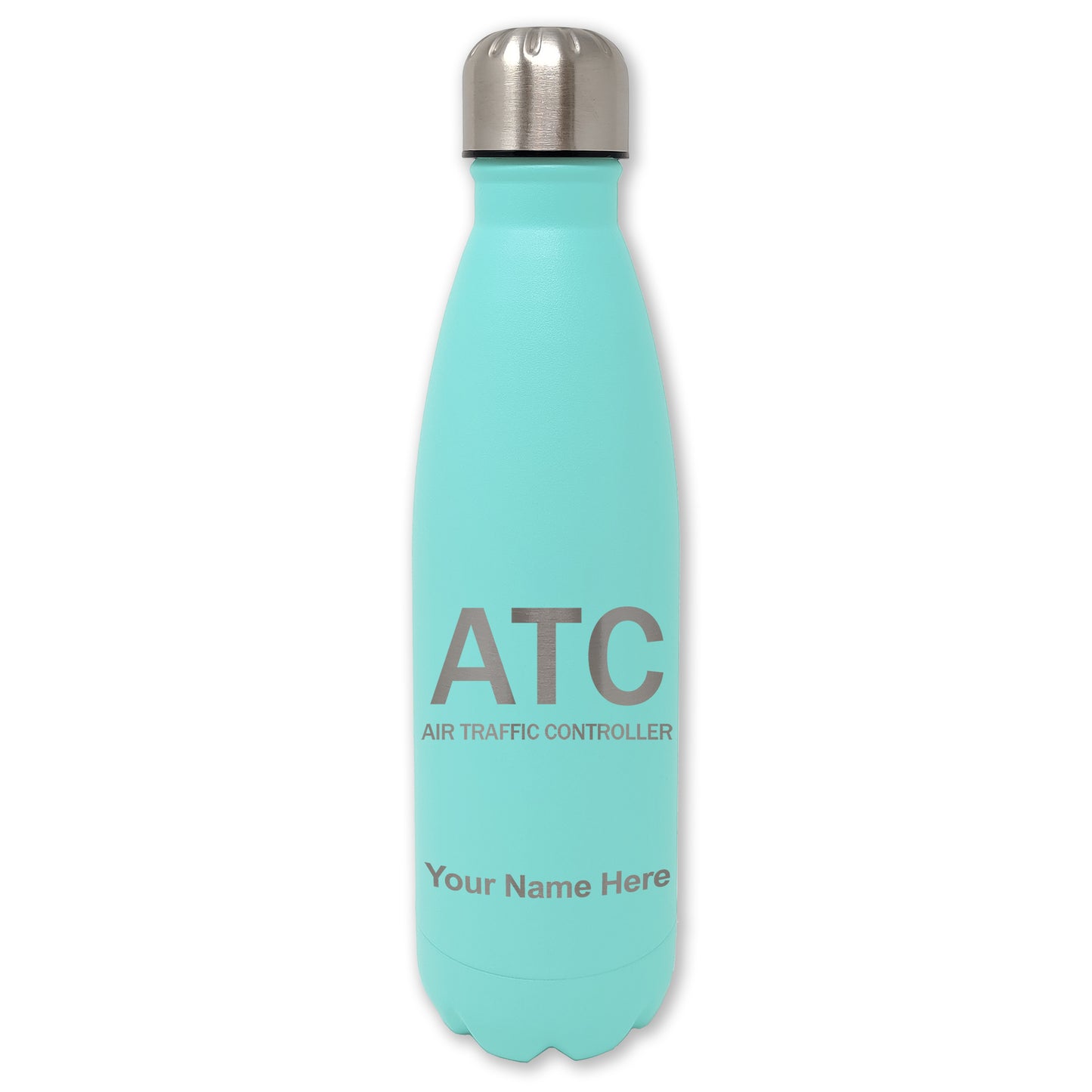 LaserGram Double Wall Water Bottle, ATC Air Traffic Controller, Personalized Engraving Included