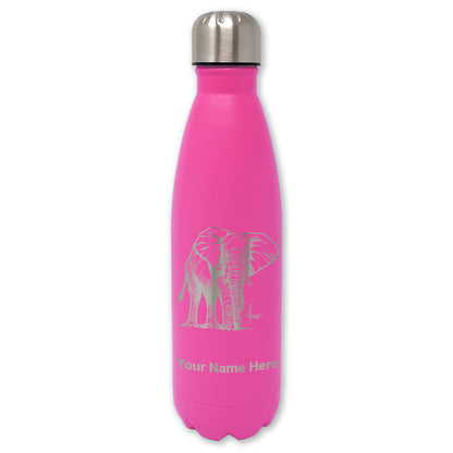 LaserGram Double Wall Water Bottle, African Elephant, Personalized Engraving Included