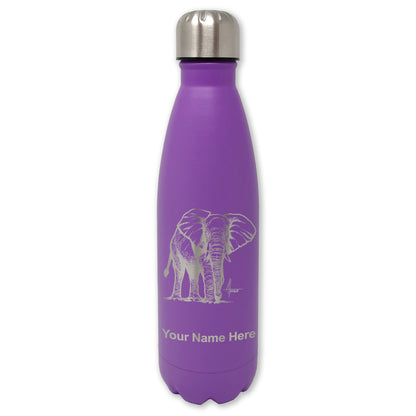 LaserGram Double Wall Water Bottle, African Elephant, Personalized Engraving Included