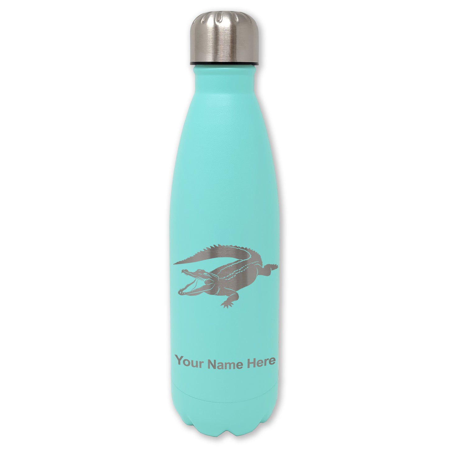 LaserGram Double Wall Water Bottle, Alligator, Personalized Engraving Included
