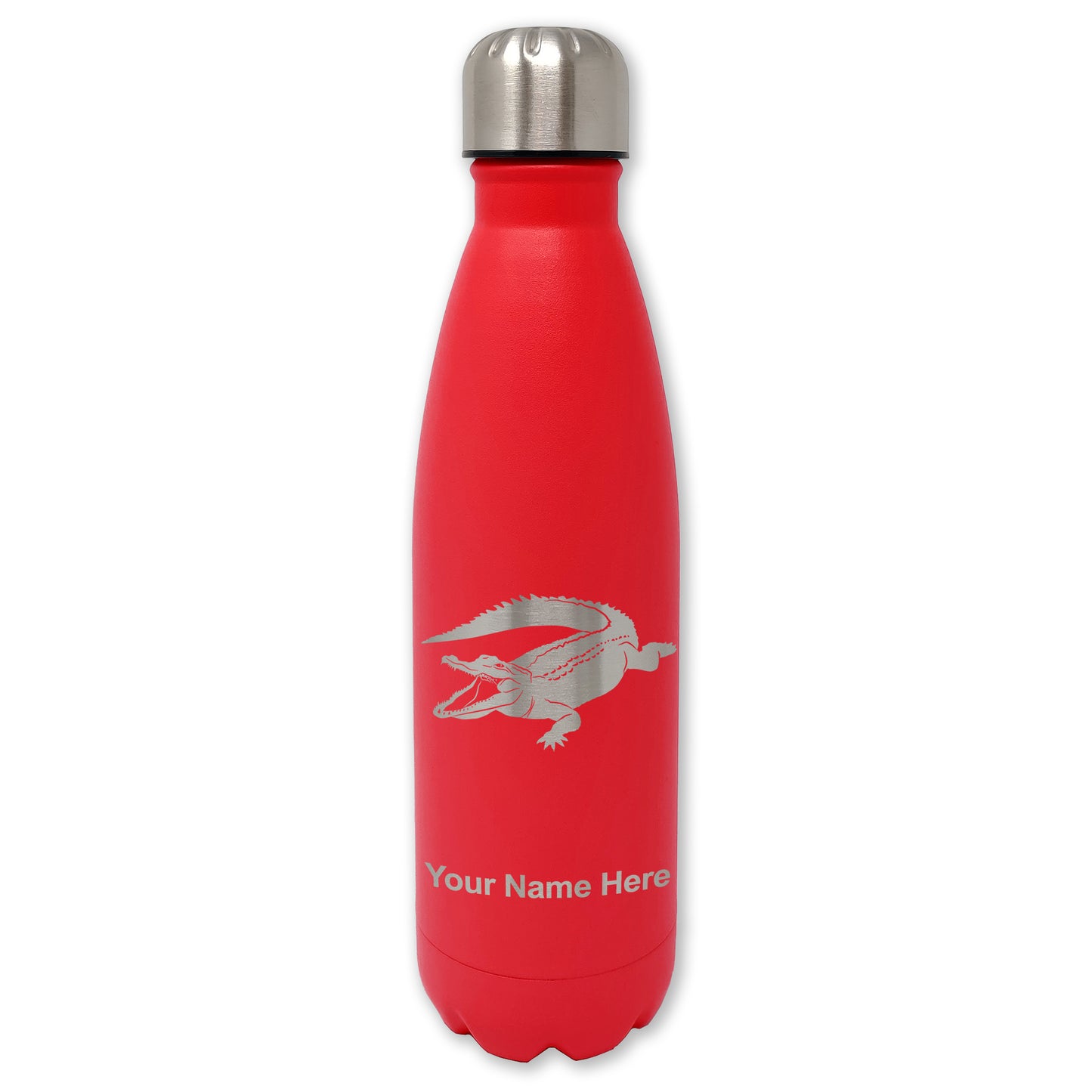 LaserGram Double Wall Water Bottle, Alligator, Personalized Engraving Included