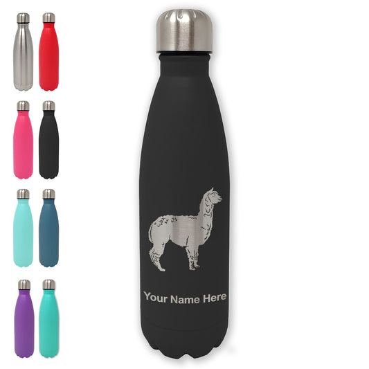 LaserGram Double Wall Water Bottle, Alpaca, Personalized Engraving Included