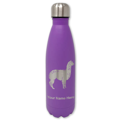 LaserGram Double Wall Water Bottle, Alpaca, Personalized Engraving Included