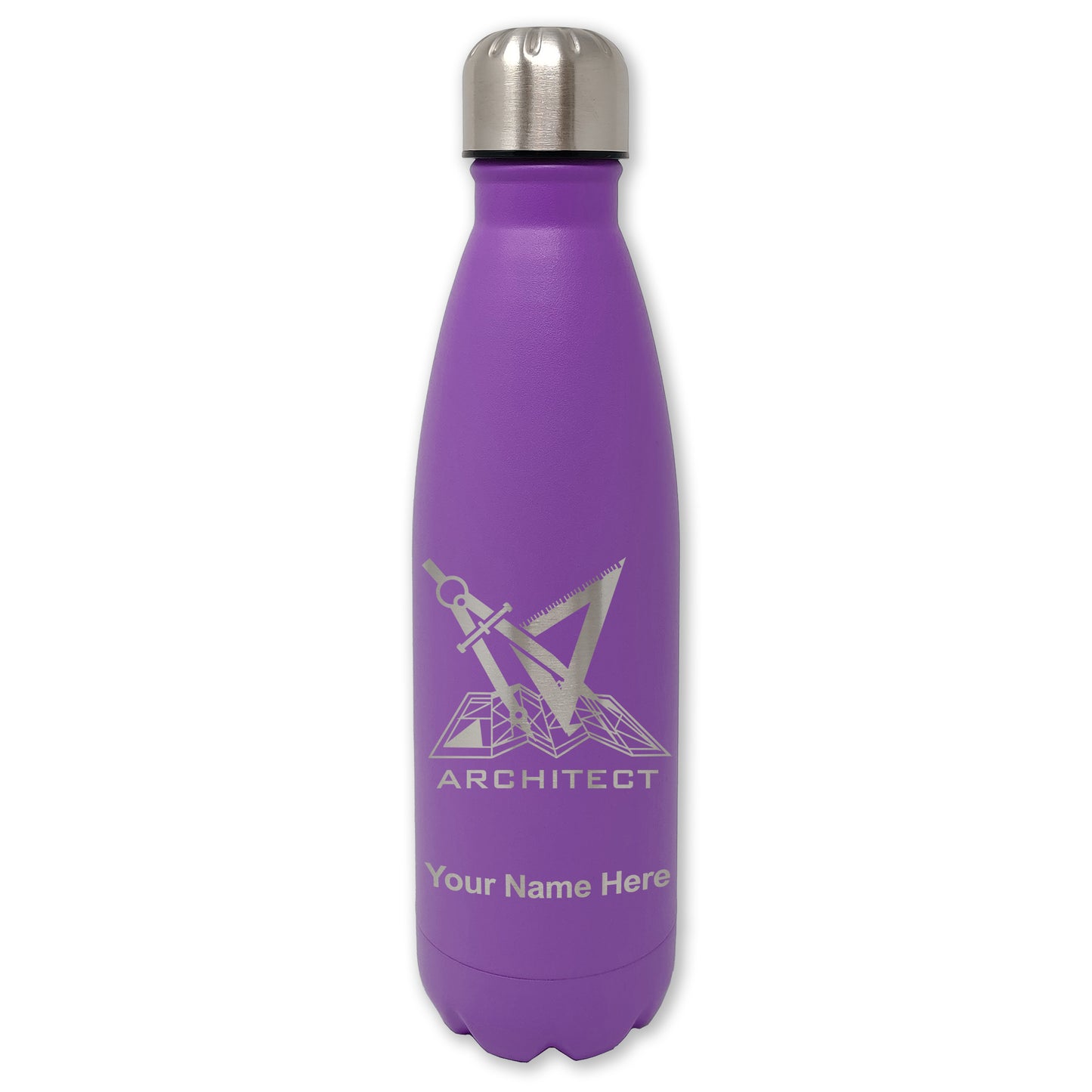 LaserGram Double Wall Water Bottle, Architect Symbol, Personalized Engraving Included