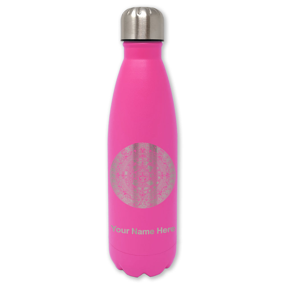 LaserGram Double Wall Water Bottle, Aztec Calendar, Personalized Engraving Included