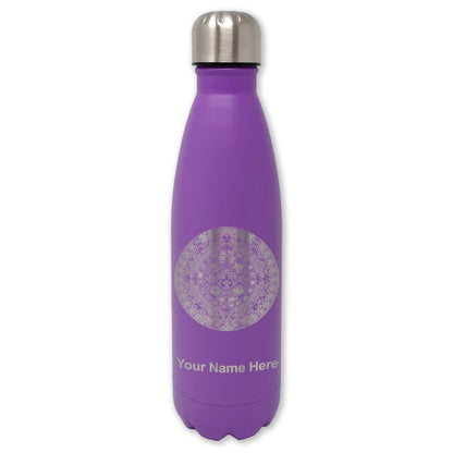 LaserGram Double Wall Water Bottle, Aztec Calendar, Personalized Engraving Included