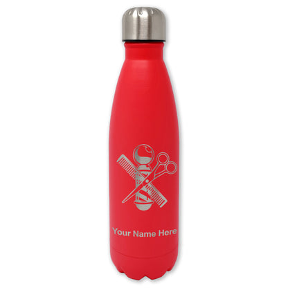 LaserGram Double Wall Water Bottle, Barber Shop Pole, Personalized Engraving Included