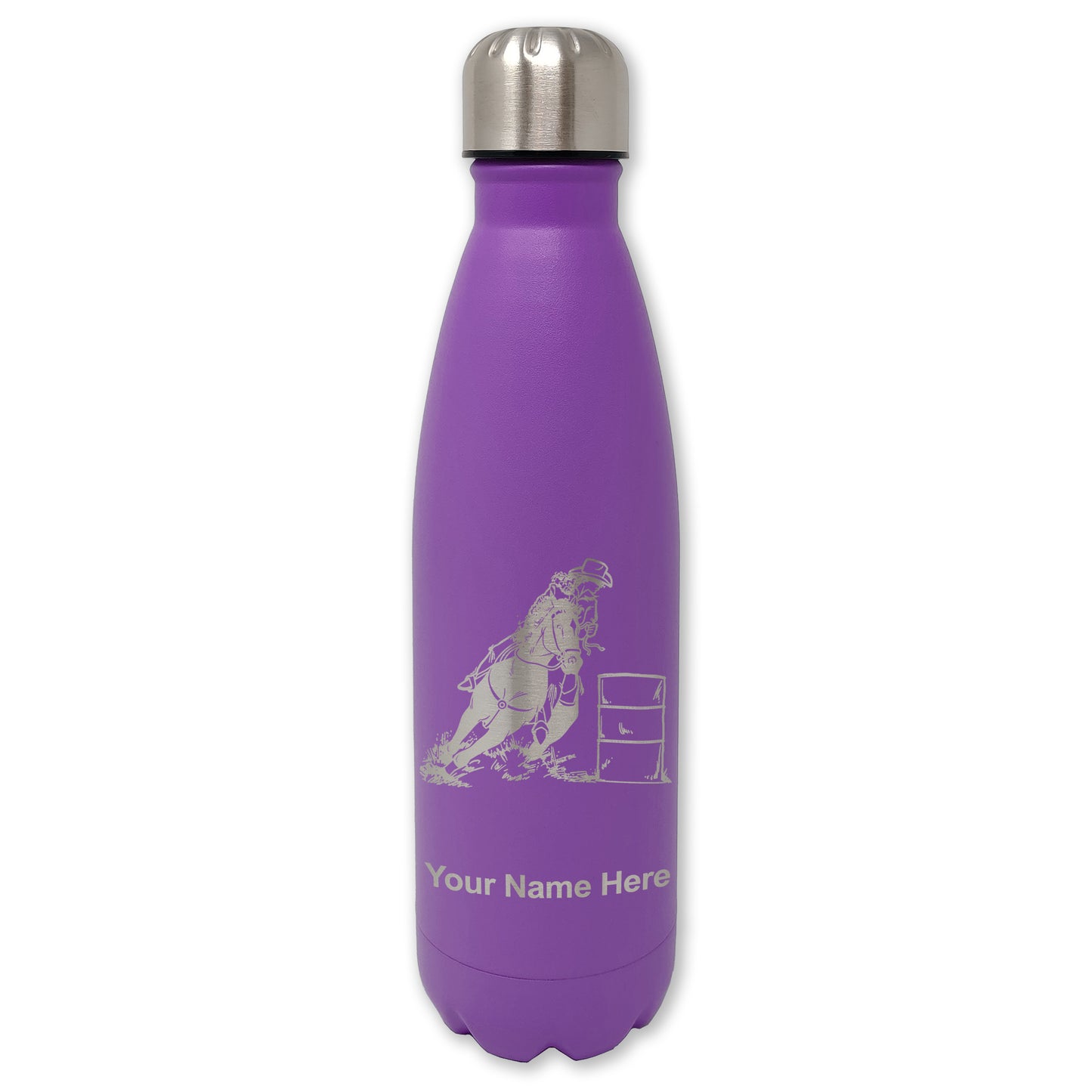 LaserGram Double Wall Water Bottle, Barrel Racer, Personalized Engraving Included