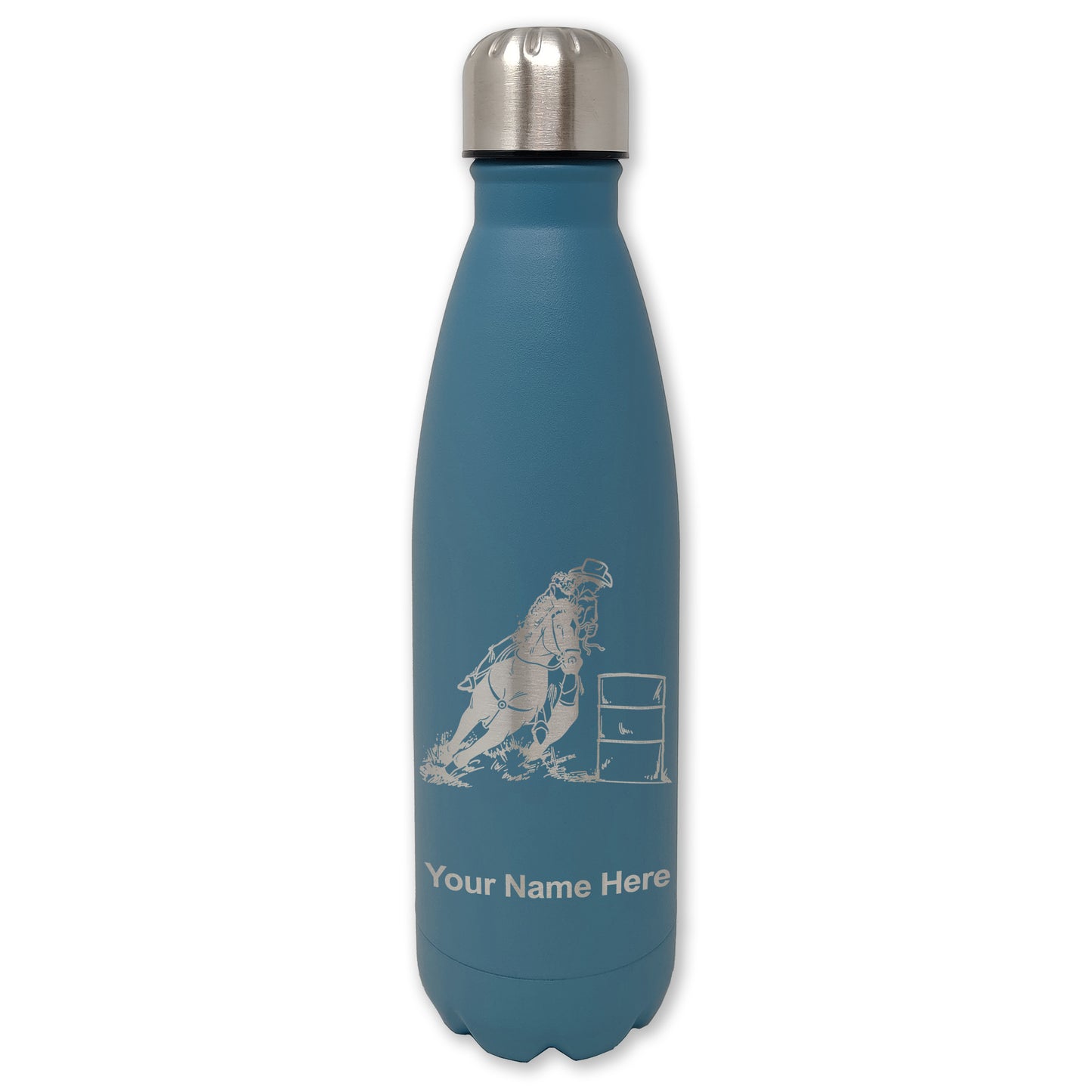 LaserGram Double Wall Water Bottle, Barrel Racer, Personalized Engraving Included
