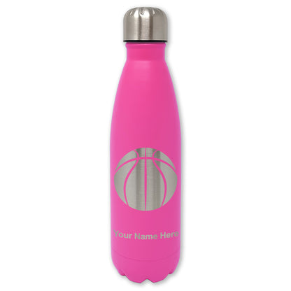 LaserGram Double Wall Water Bottle, Basketball Ball, Personalized Engraving Included