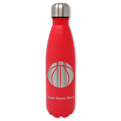 LaserGram Double Wall Water Bottle, Basketball Ball, Personalized Engraving Included
