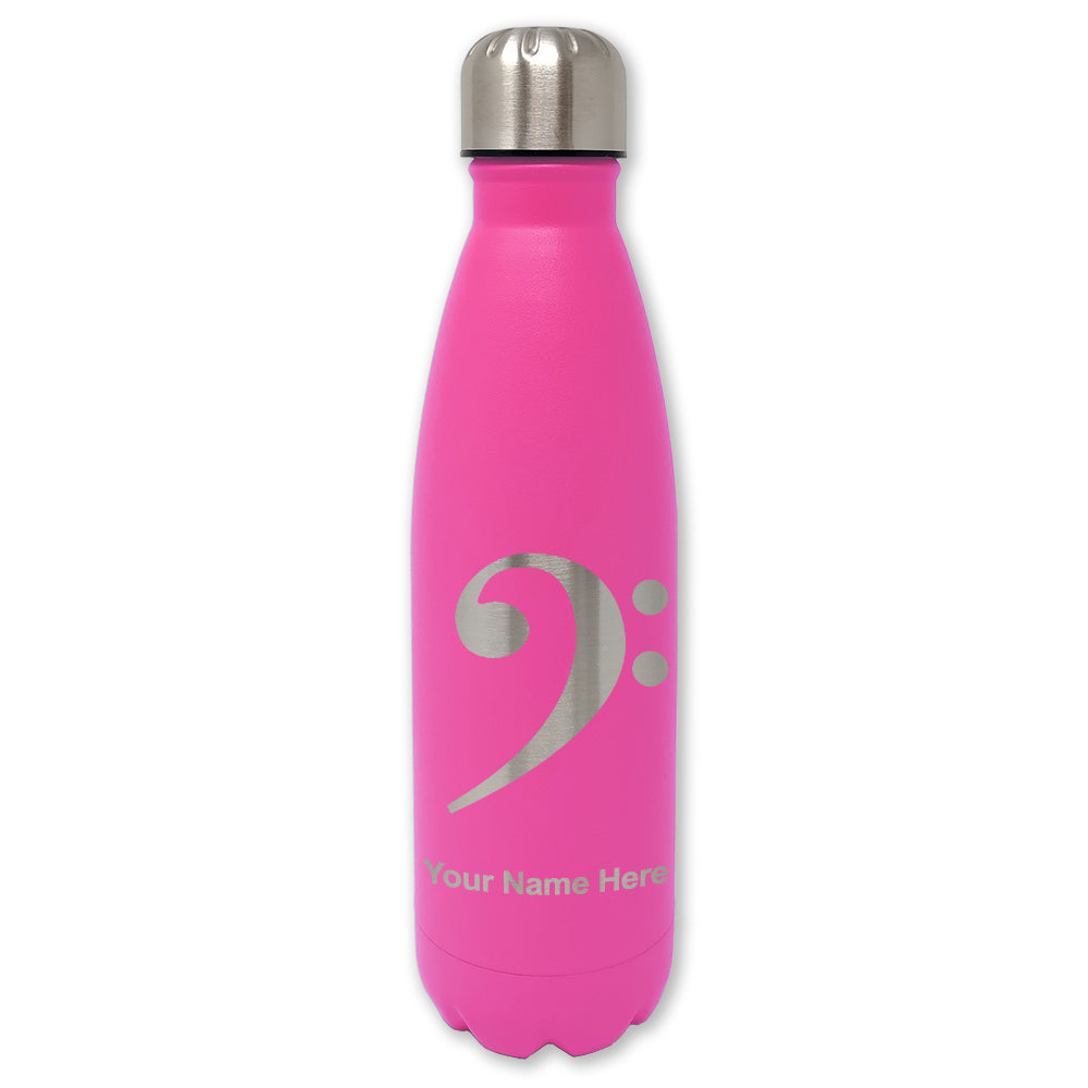 LaserGram Double Wall Water Bottle, Bass Clef, Personalized Engraving Included