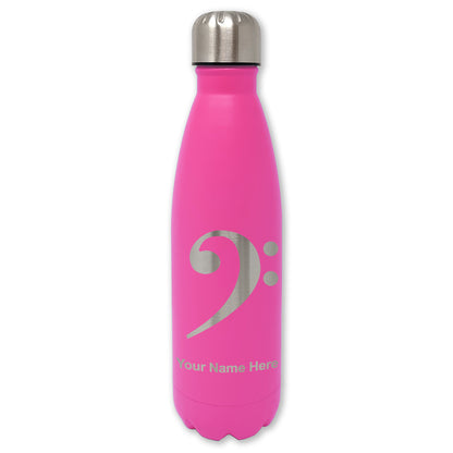 LaserGram Double Wall Water Bottle, Bass Clef, Personalized Engraving Included