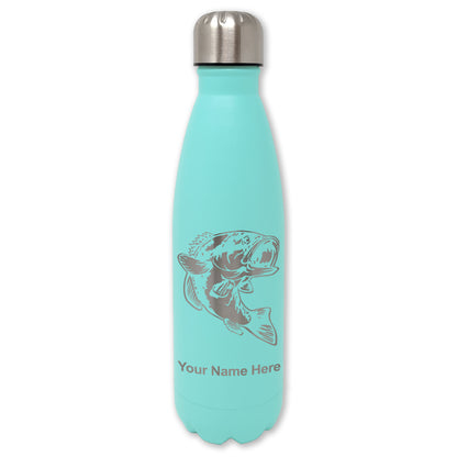 LaserGram Double Wall Water Bottle, Bass Fish, Personalized Engraving Included