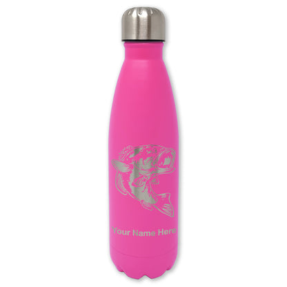 LaserGram Double Wall Water Bottle, Bass Fish, Personalized Engraving Included