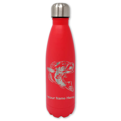 LaserGram Double Wall Water Bottle, Bass Fish, Personalized Engraving Included