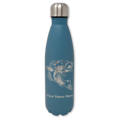 LaserGram Double Wall Water Bottle, Bass Fish, Personalized Engraving Included