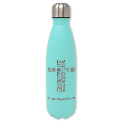 LaserGram Double Wall Water Bottle, Bible Verse John 14-6, Personalized Engraving Included