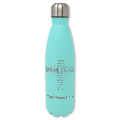 LaserGram Double Wall Water Bottle, Bible Verse John 3-16, Personalized Engraving Included