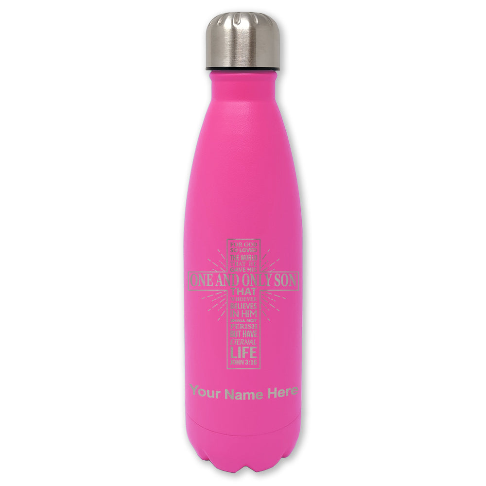 LaserGram Double Wall Water Bottle, Bible Verse John 3-16, Personalized Engraving Included
