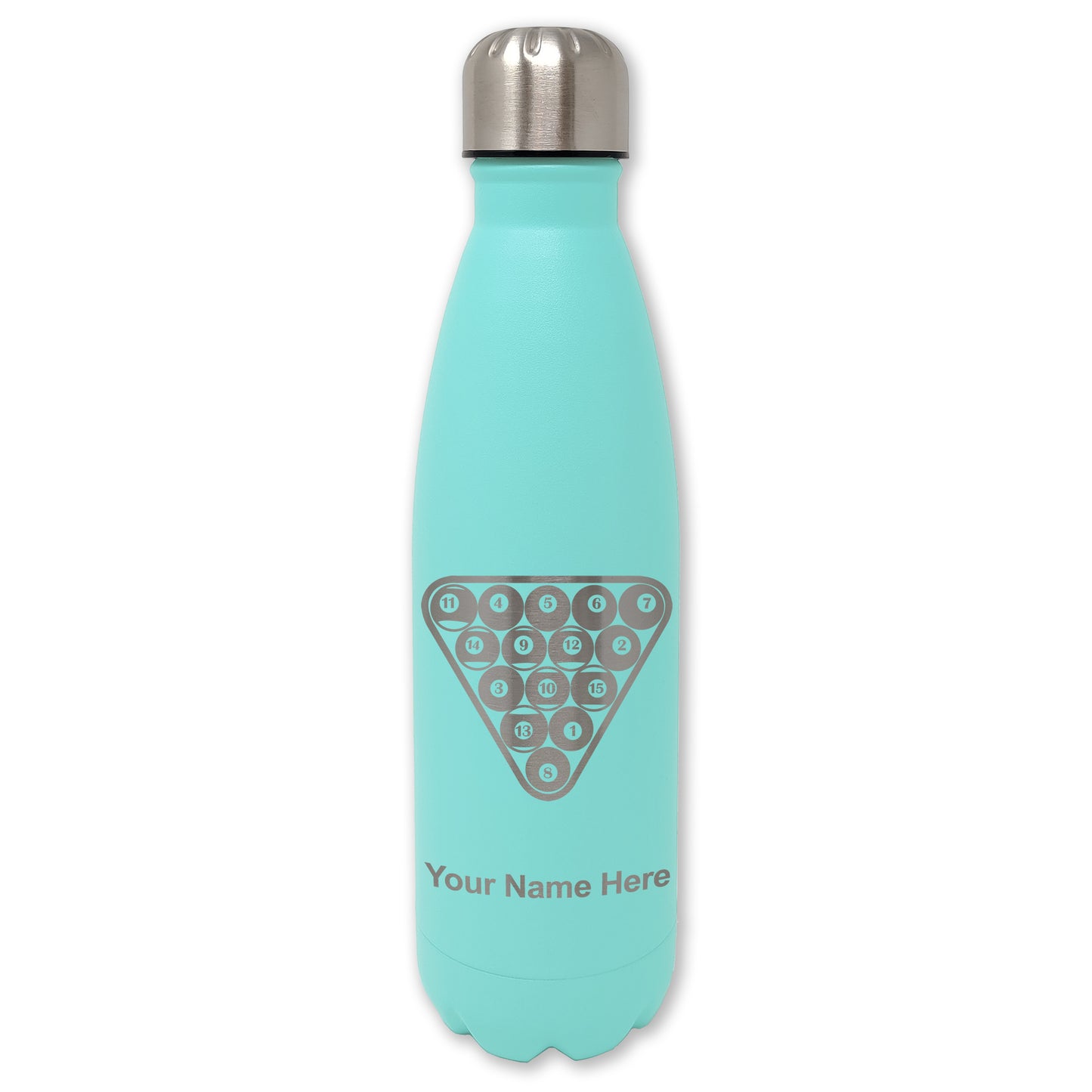 LaserGram Double Wall Water Bottle, Billiard Balls, Personalized Engraving Included