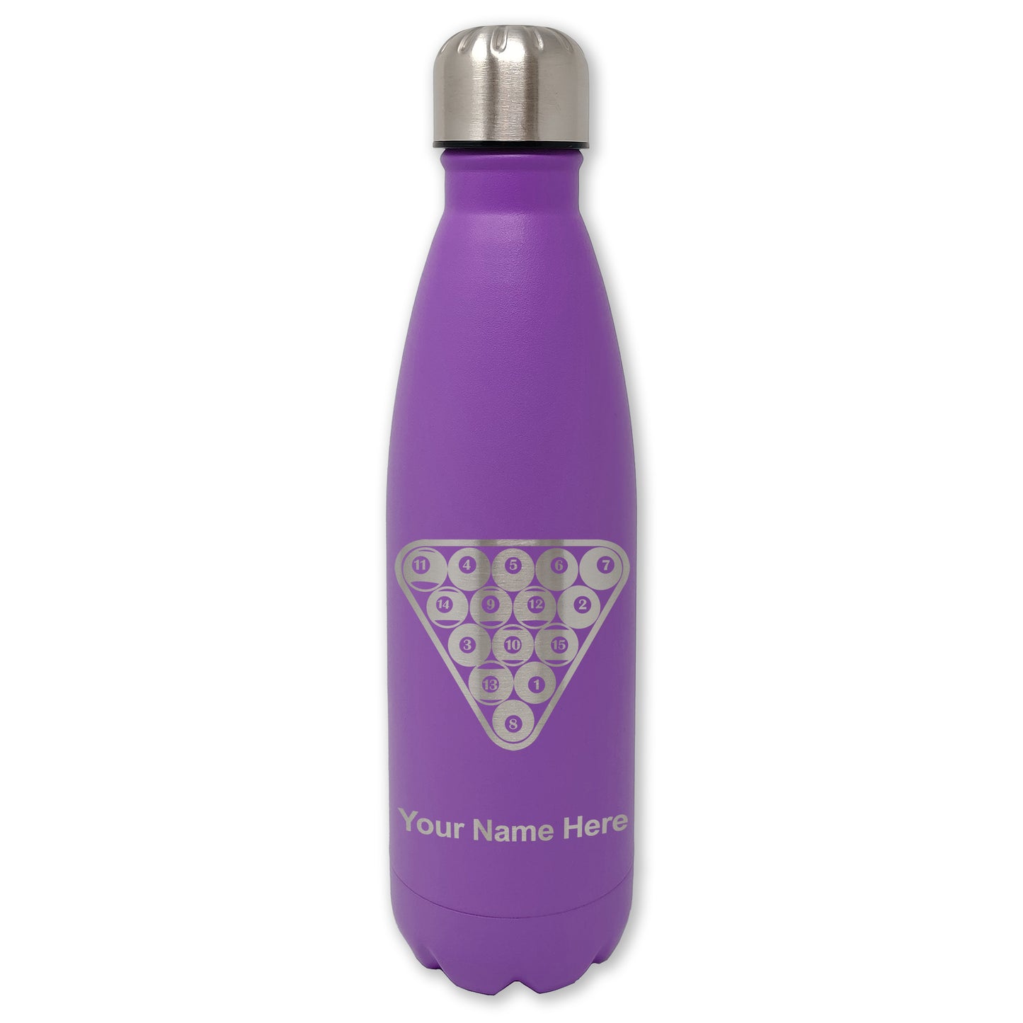 LaserGram Double Wall Water Bottle, Billiard Balls, Personalized Engraving Included
