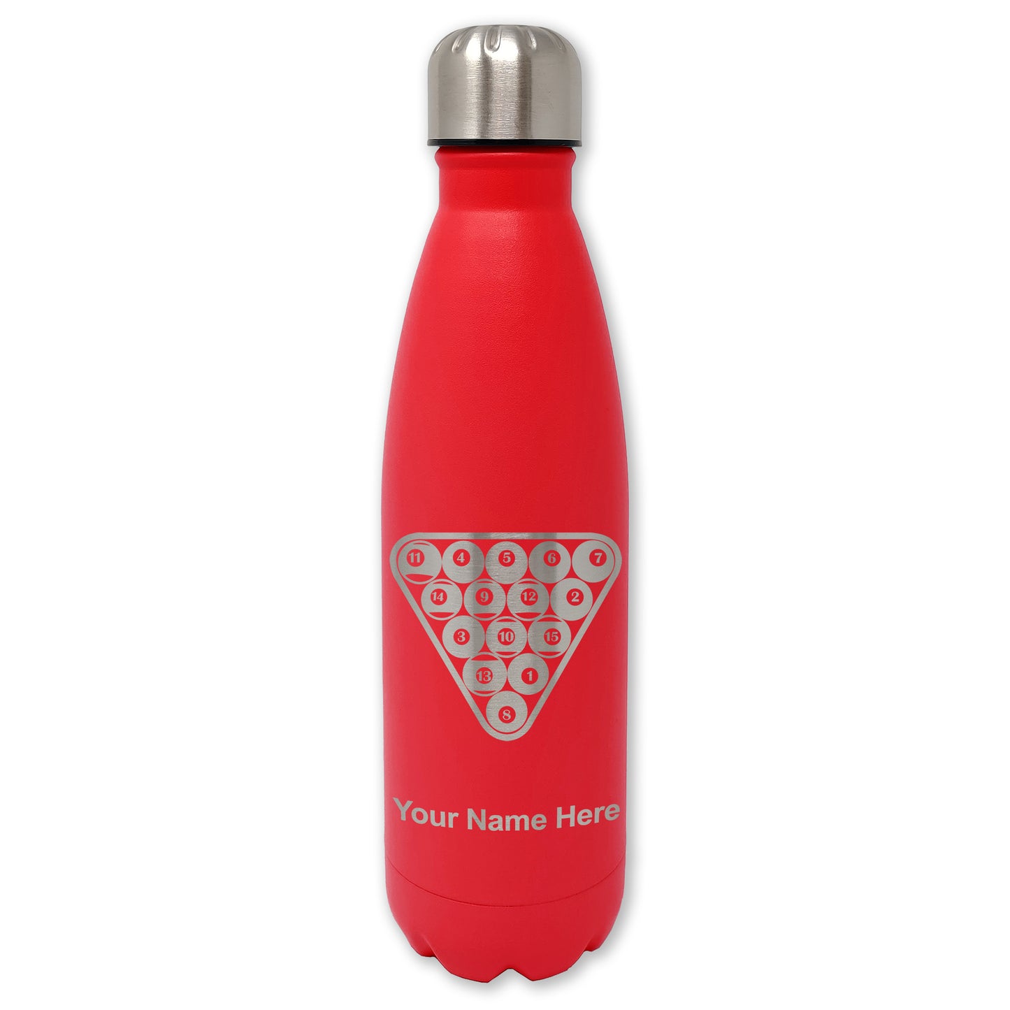 LaserGram Double Wall Water Bottle, Billiard Balls, Personalized Engraving Included