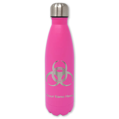 LaserGram Double Wall Water Bottle, Biohazard Symbol, Personalized Engraving Included