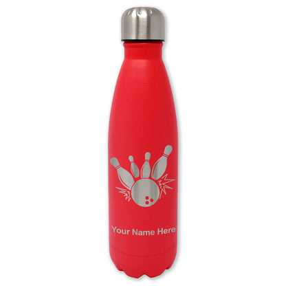 LaserGram Double Wall Water Bottle, Bowling Ball and Pins, Personalized Engraving Included