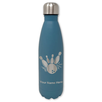 LaserGram Double Wall Water Bottle, Bowling Ball and Pins, Personalized Engraving Included