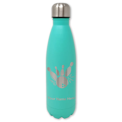 LaserGram Double Wall Water Bottle, Bowling Ball and Pins, Personalized Engraving Included