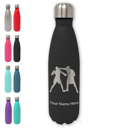 LaserGram Double Wall Water Bottle, Boxers Boxing, Personalized Engraving Included