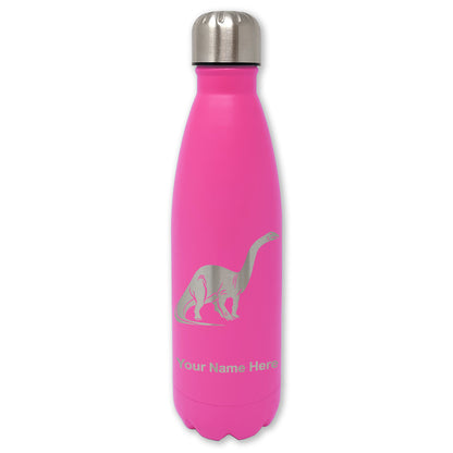 LaserGram Double Wall Water Bottle, Brontosaurus Dinosaur, Personalized Engraving Included