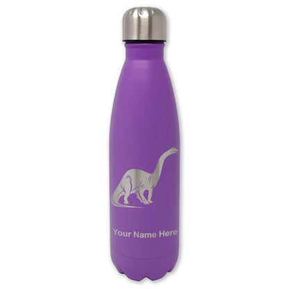 LaserGram Double Wall Water Bottle, Brontosaurus Dinosaur, Personalized Engraving Included