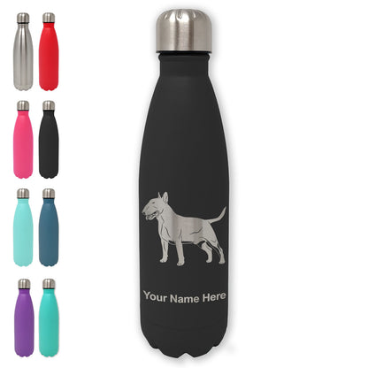 LaserGram Double Wall Water Bottle, Bull Terrier Dog, Personalized Engraving Included