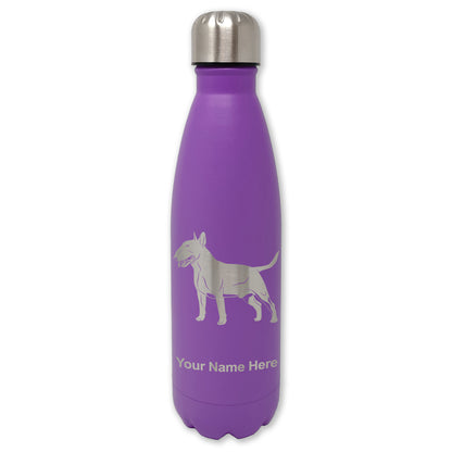 LaserGram Double Wall Water Bottle, Bull Terrier Dog, Personalized Engraving Included