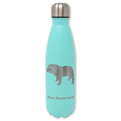 LaserGram Double Wall Water Bottle, Bulldog Dog, Personalized Engraving Included