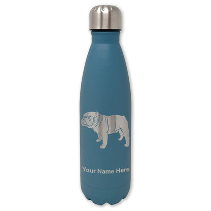LaserGram Double Wall Water Bottle, Bulldog Dog, Personalized Engraving Included