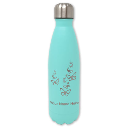 LaserGram Double Wall Water Bottle, Butterflies, Personalized Engraving Included
