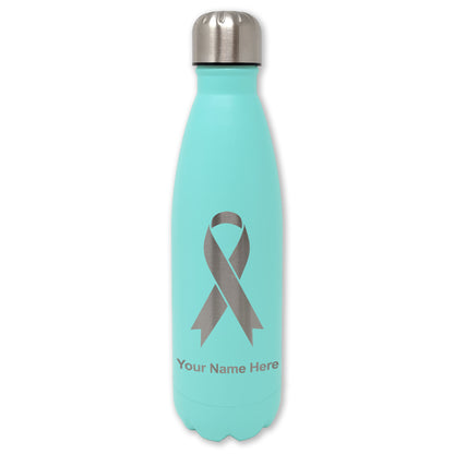 LaserGram Double Wall Water Bottle, Cancer Awareness Ribbon, Personalized Engraving Included