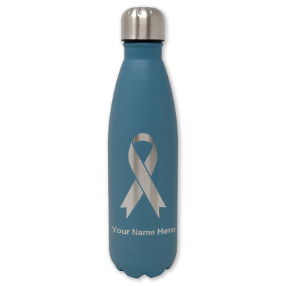 LaserGram Double Wall Water Bottle, Cancer Awareness Ribbon, Personalized Engraving Included