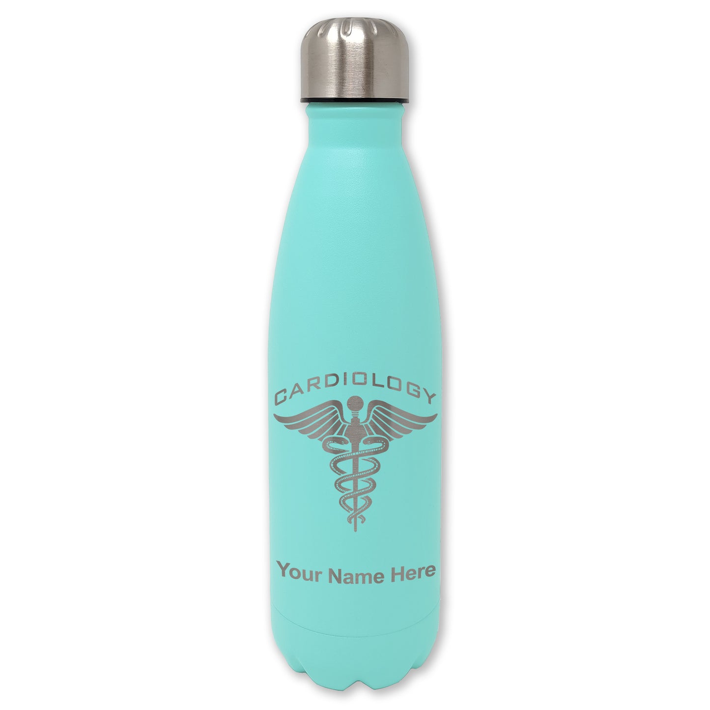 LaserGram Double Wall Water Bottle, Cardiology, Personalized Engraving Included